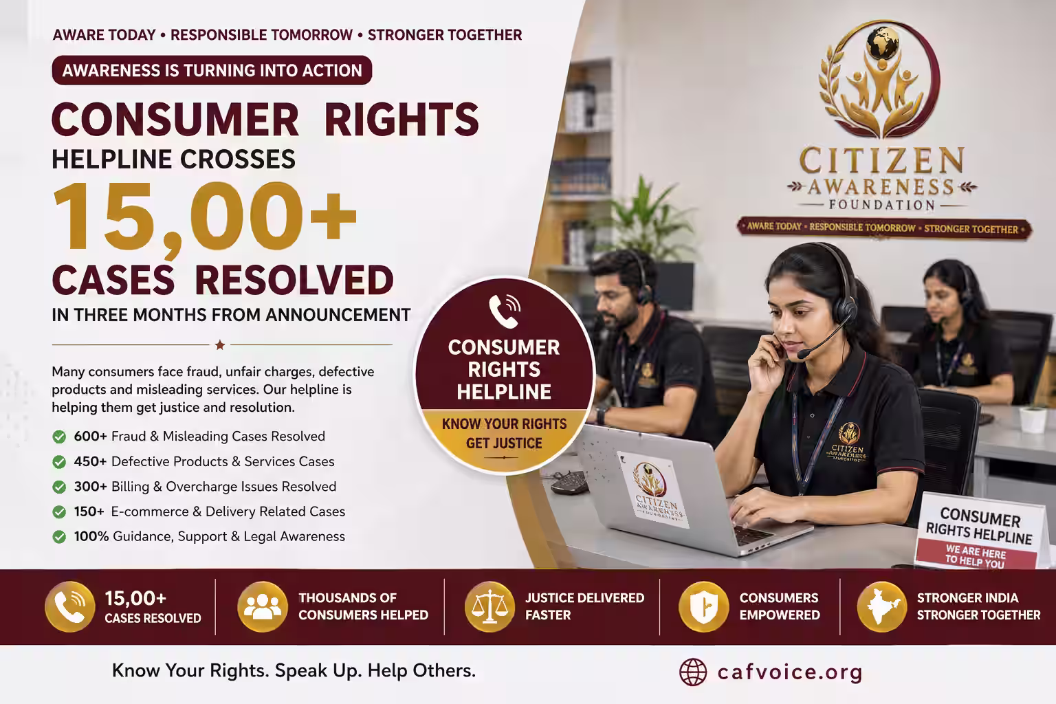 🛡️ Consumer Rights Helpline: 1,500+ Cases Resolved in 3 Months